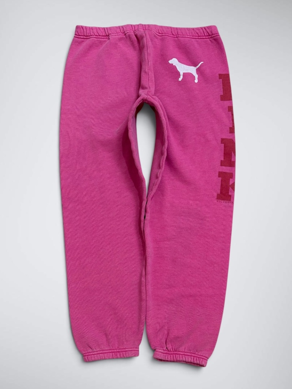 VTG Y2K VS PINK Bright Pink Dog Logo Side Leg Block Print Sweatpants